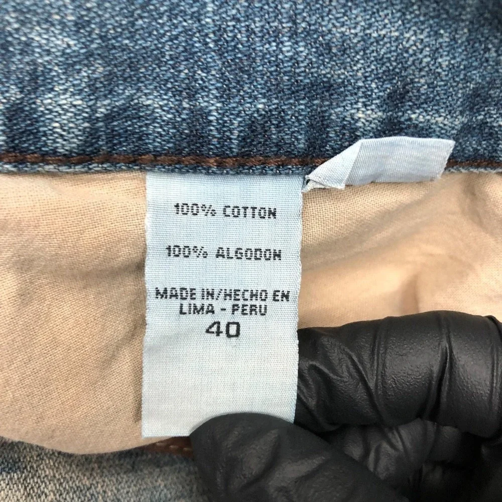Ricco Tizio Rich Guy Jeans Mens 40x30 Blue Relaxed Straight Denim Distressed